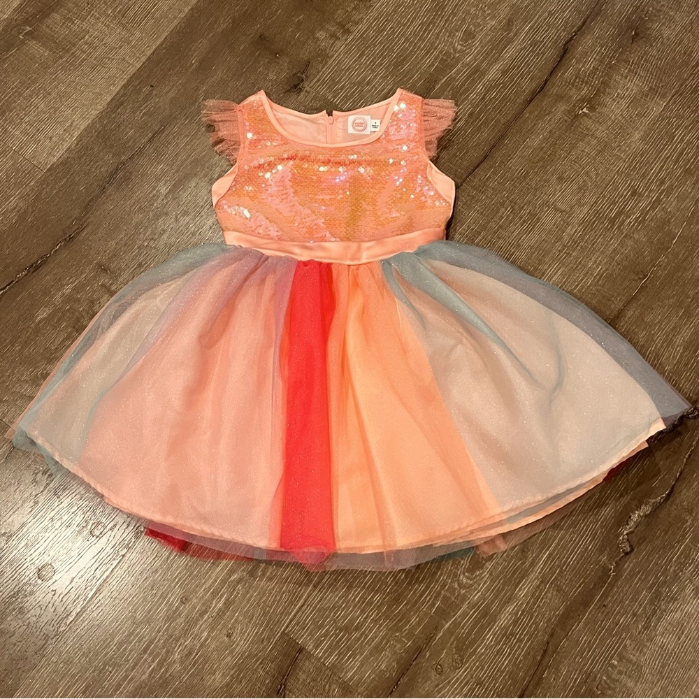 Beautiful Rainbow Girl Twirl Dress Sequence Design Size 6 Wonder Nation